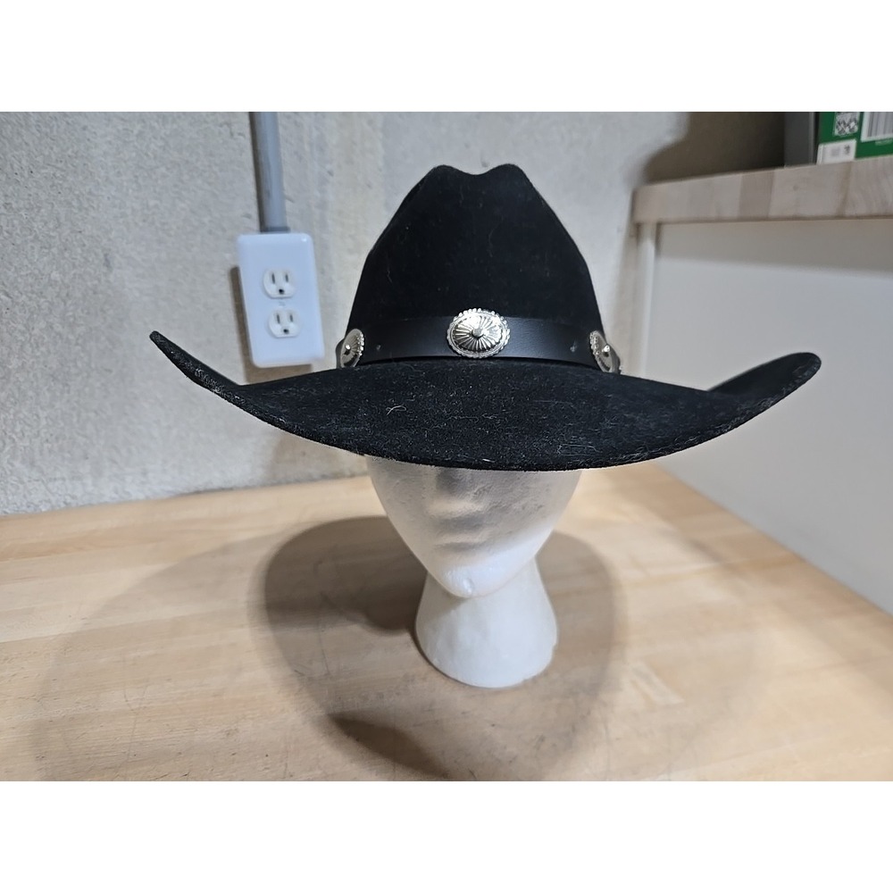 Bailey Black Wool Felt Cowboy Hat XX Wool Blend 7 1/8 Leather Hat Band Made USA